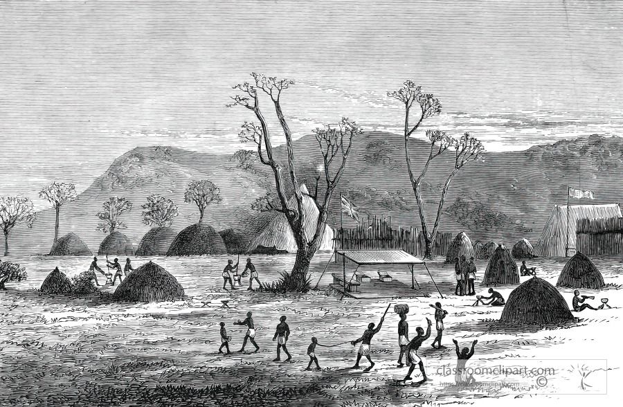 camp near the hills historical illustration africa