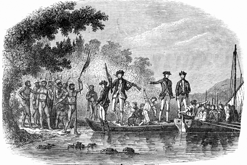 Captain Cook  treating with the Natives of the Samoan Islands