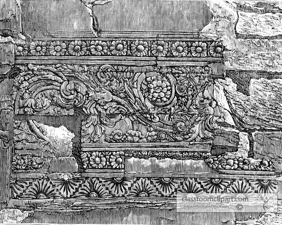 carving on tower at sarnath historical illustration