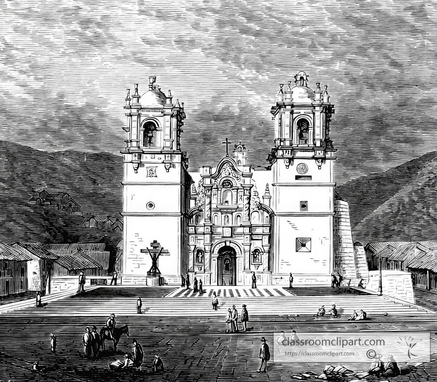 cathedral of puno historical illustration