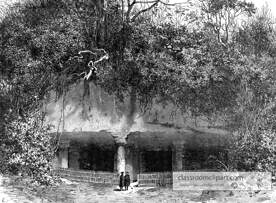 caves of elephanta india historical illustration