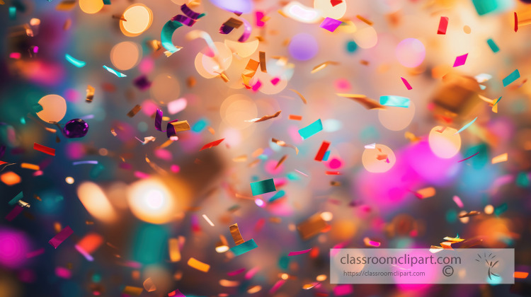 celebration with colorful confetti in a blurred background