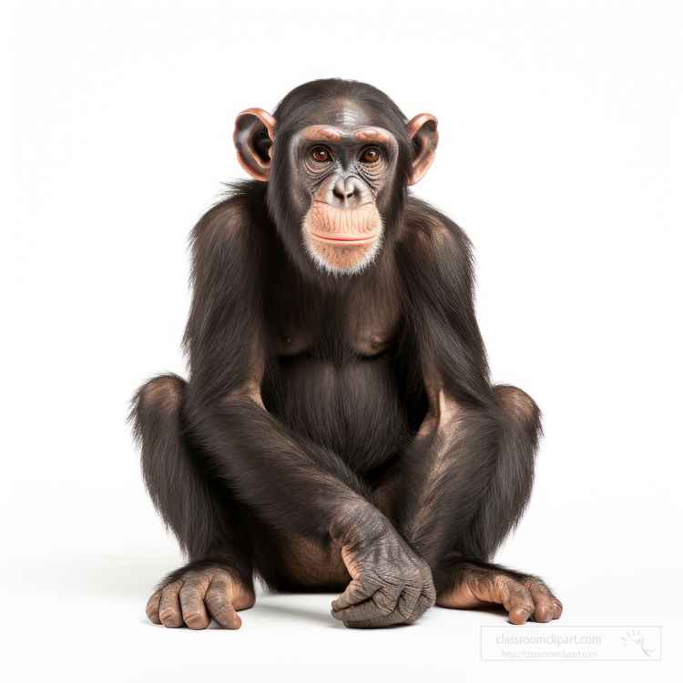 Chimpanzee isolated on white background.