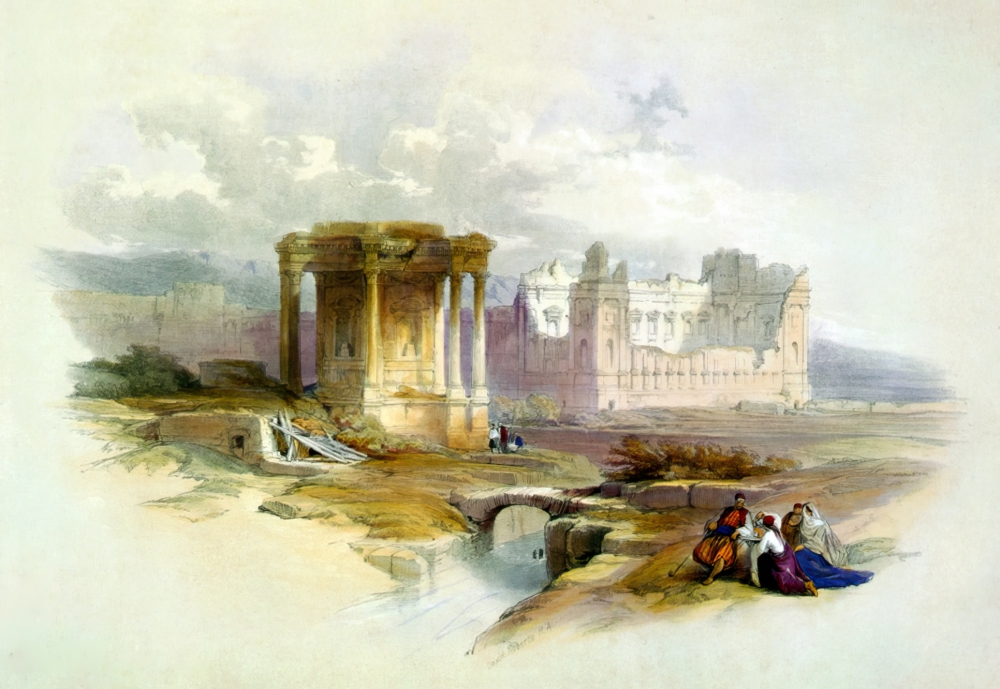 Circular temple at Baalbec 1839 Lebanon