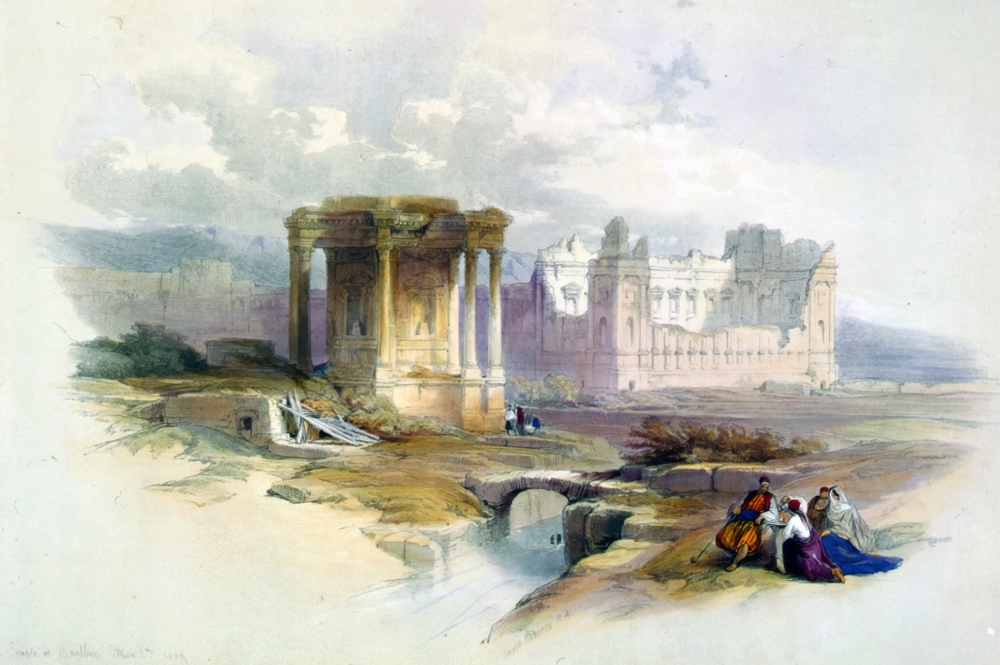 Circular temple at Baalbec 1839 Lebanon