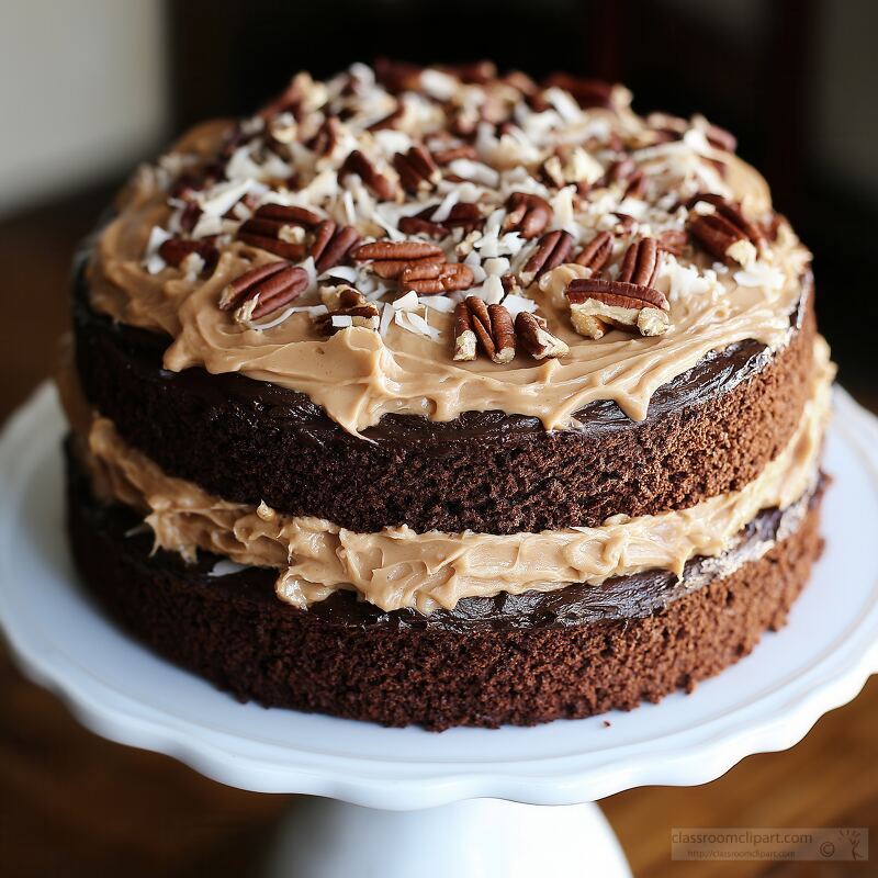 Classic German Chocolate Cake With Coconut Pecan Frosting