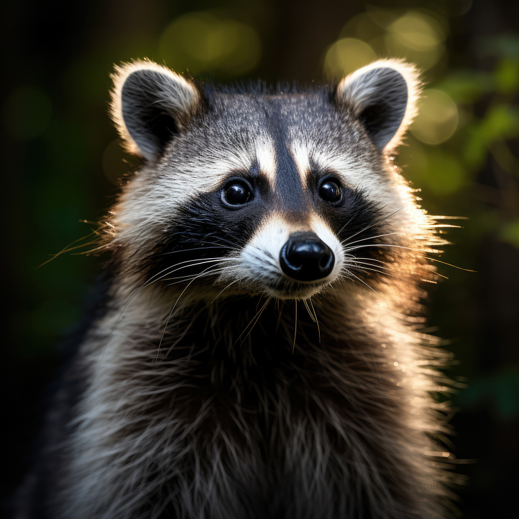 closeup of a raccoon