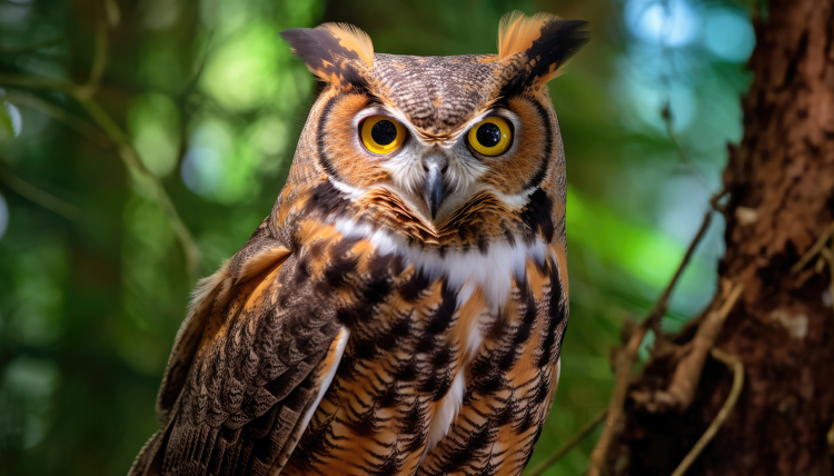 closeup of great horned owl