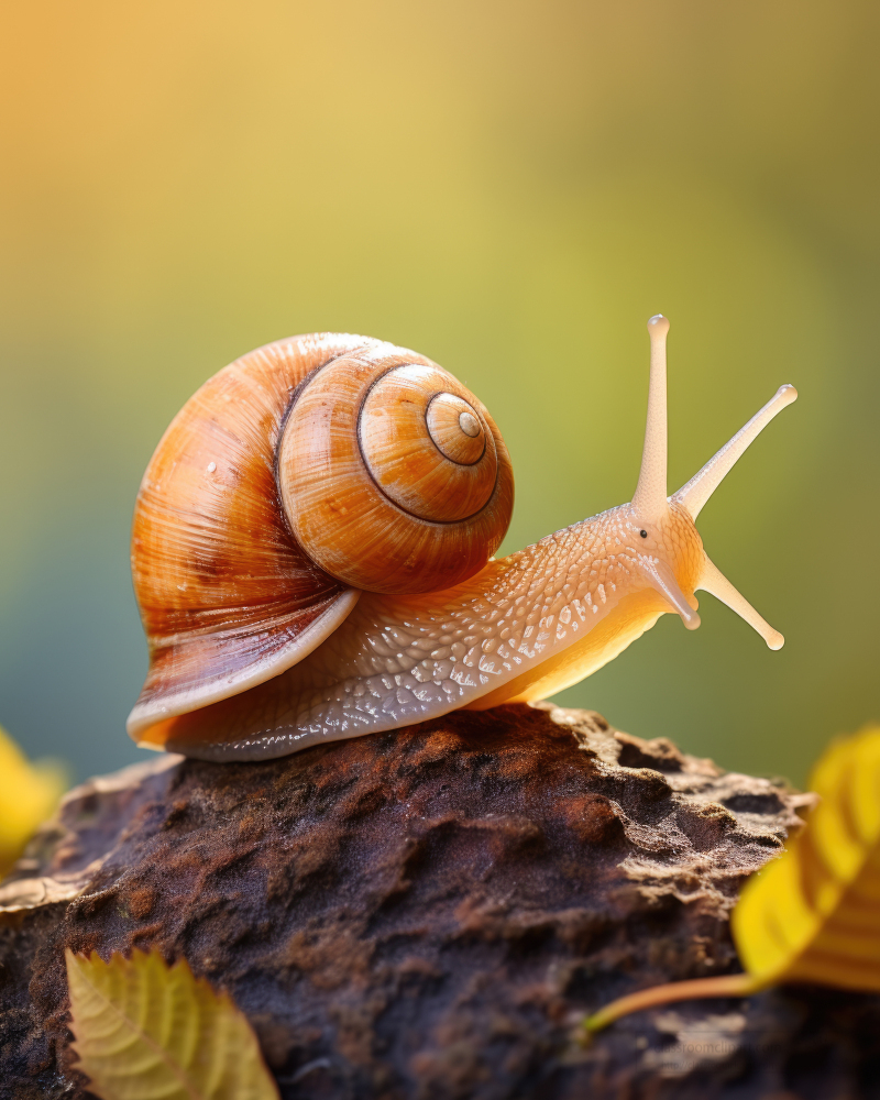 closeup of snail on rock