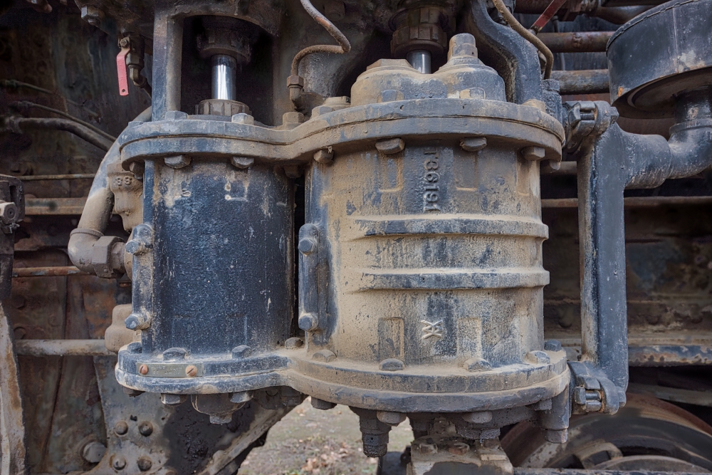 Closeup of train equipment photo