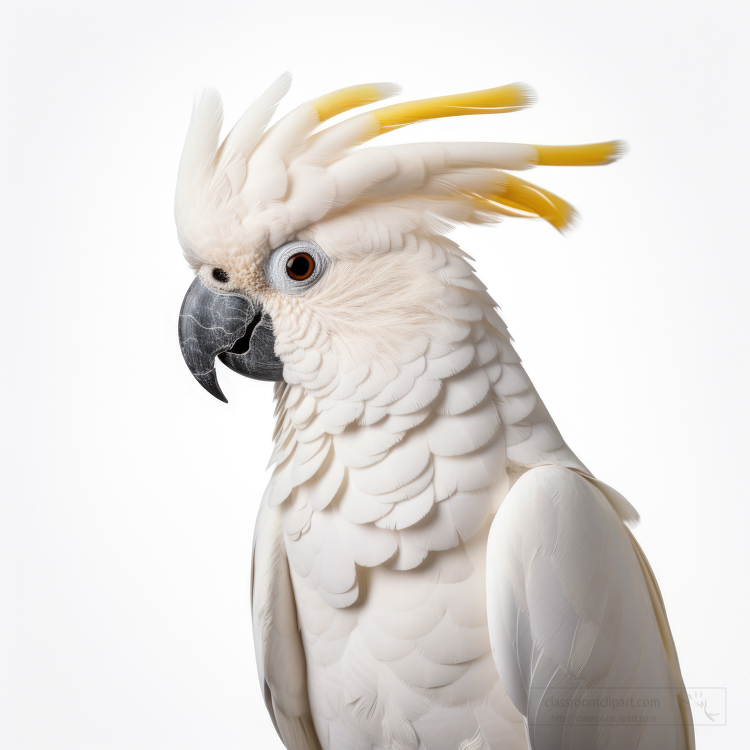 cockatoo closeup isolated on white background