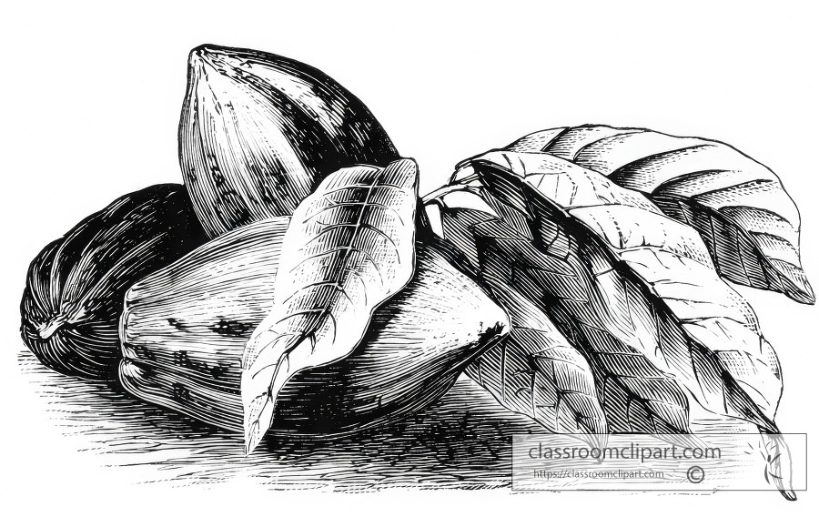 cocoa plant historical illustration