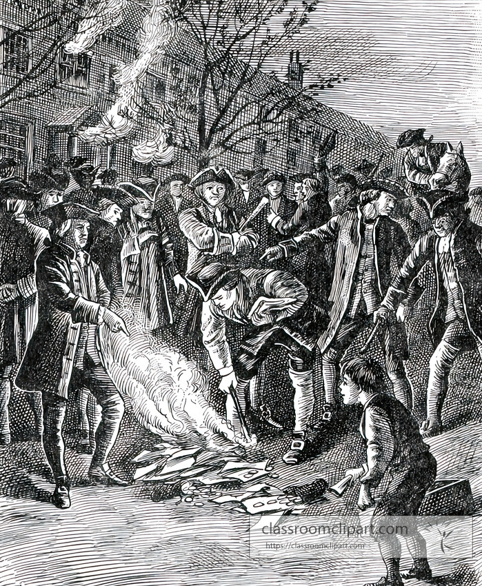 colonist burning papers in a bonfire 2