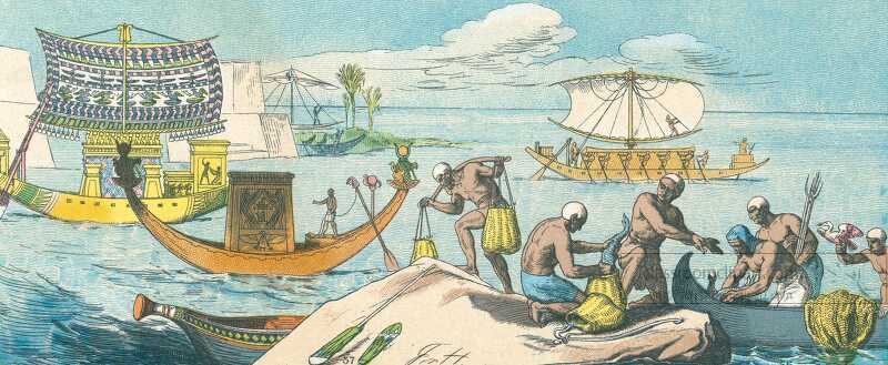 color illustration of a variety of ancient egyptian boats
