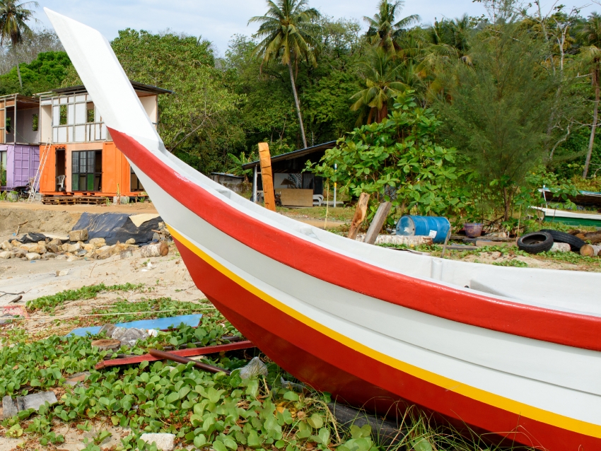 colorful fishing boats langkawi malaysia photo