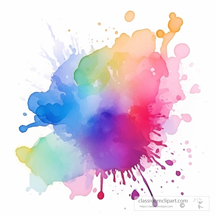 colorful mixture of watercolor creates pattern of splashes