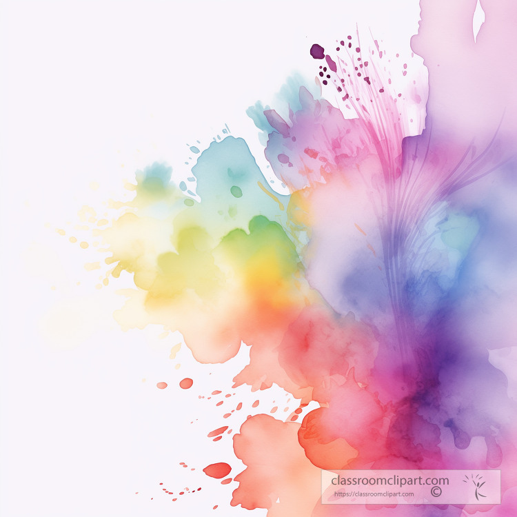 colorful mixture of watercolor splashes white background