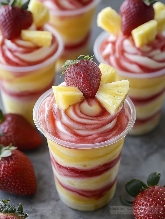 colorful strawberry pineapple slush