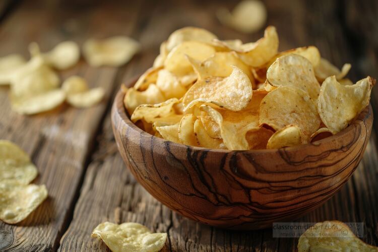 crispy golden potato chips in a bowl