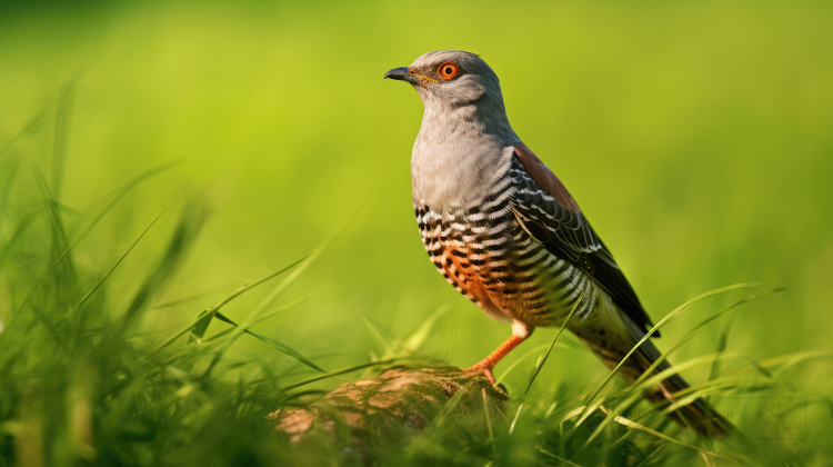 cuckoo cuculus canorus is perched on a rock