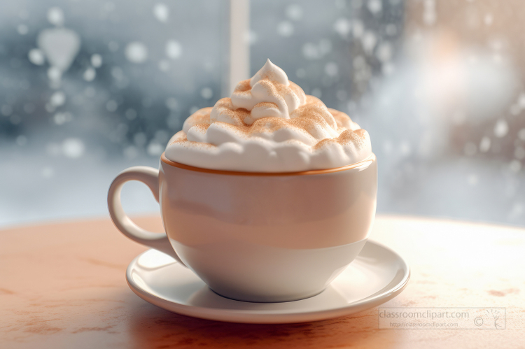 cup of hot chocolate with whipped cream and cinnamon