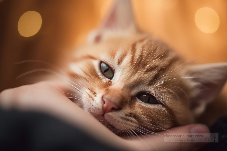 cute kitten resting in a persons hand