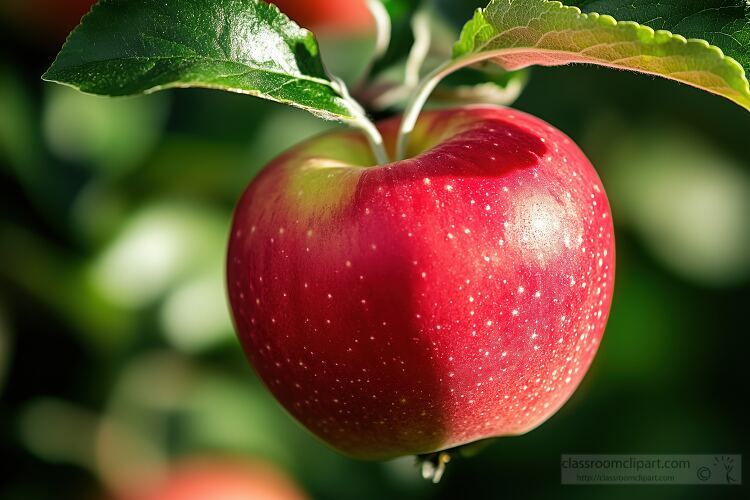 deep red apple growing on a  tree