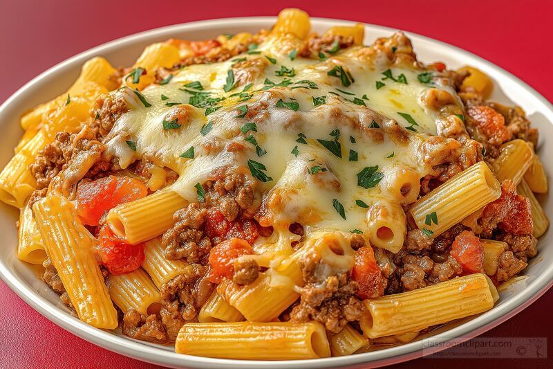 Delicious Baked Rigatoni With Ground Beef and Cheese