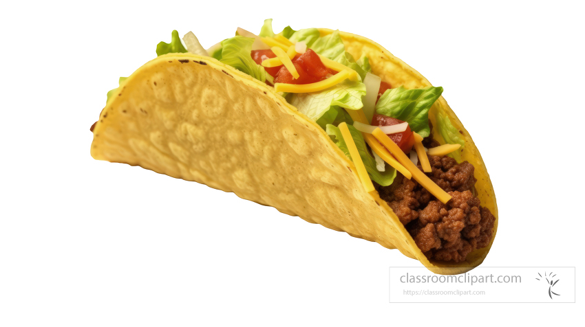 delicious Taco with cheese lettuce tomatoes