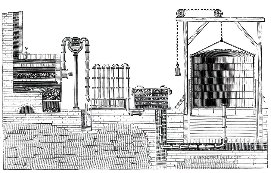 diagram of gasworks historical illustration africa