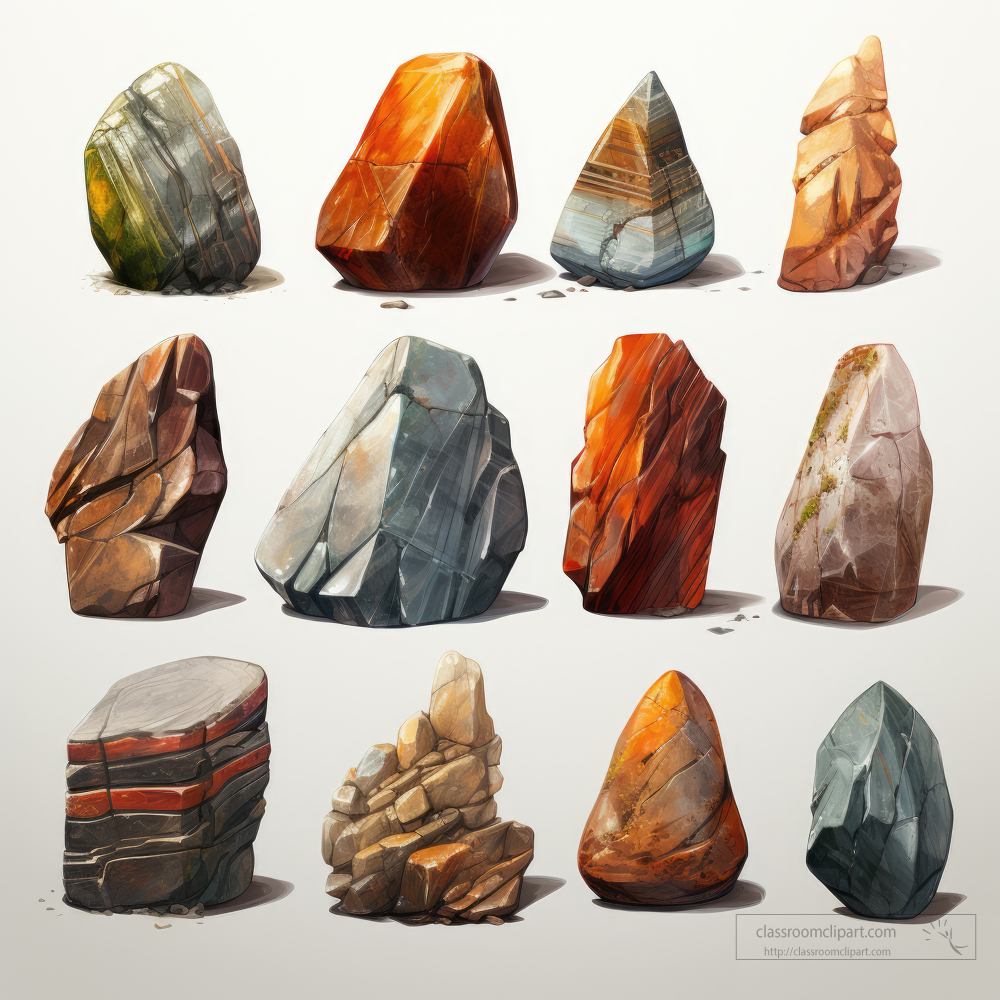 different types of and shapes of rocks