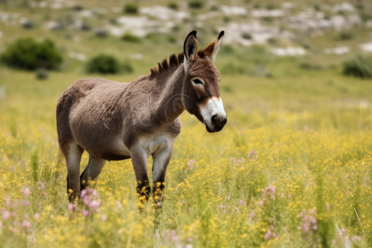 donkey in an open field
