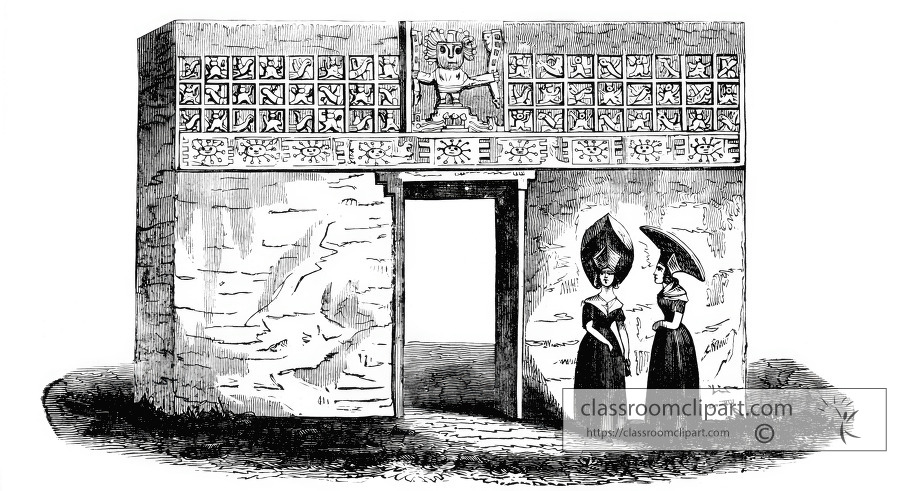 doorway cut through a single stone historical illustration