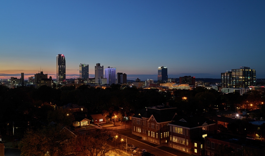 Dusk shot of Little Rock