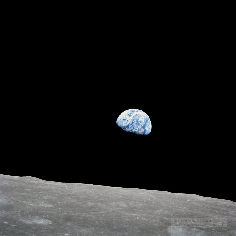 earthrise luna surface and earth seen from apollo 8 spacecraft