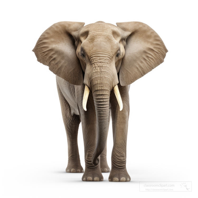 Elephant front view isolated on white background