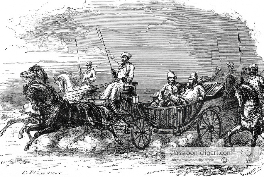english officers in indi historical illustration