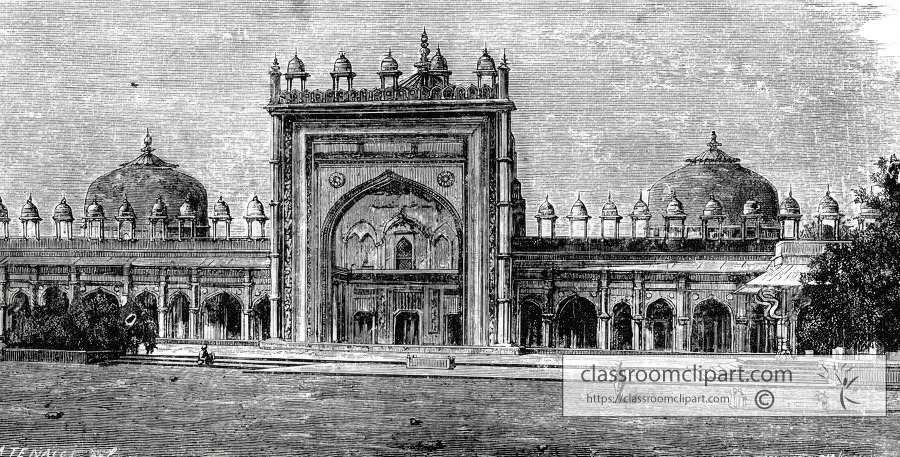 entrance to great mosque of durgah india historical illustration