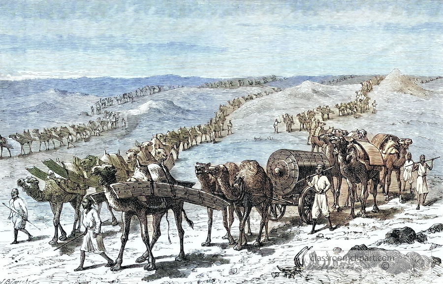 expedition crossing the desert illustration historical illustrat