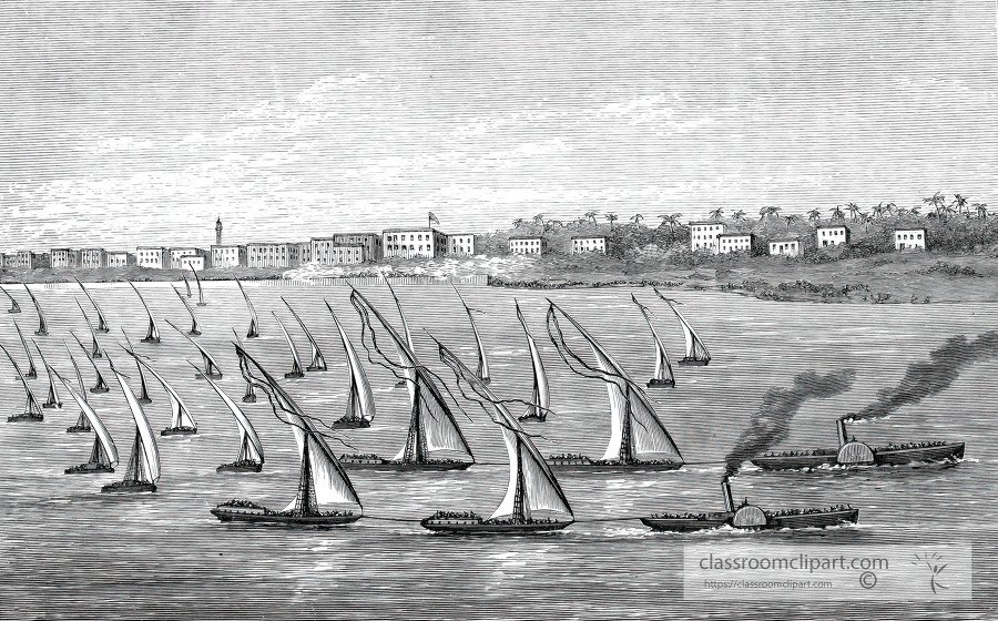 expedition leaving khartoum historical illustration africa