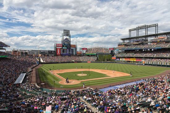 fans fill the stands at Coors field