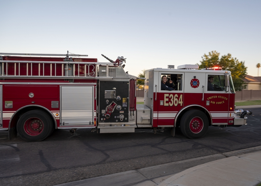 Fire engine shows off to celebrate Fire Prevention Week