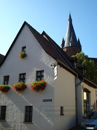 Flower boxes overlook a street in Ottweiler