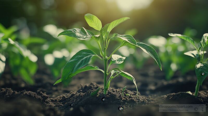 Fresh Green Chili Pepper Plants Thriving in Organic Garden