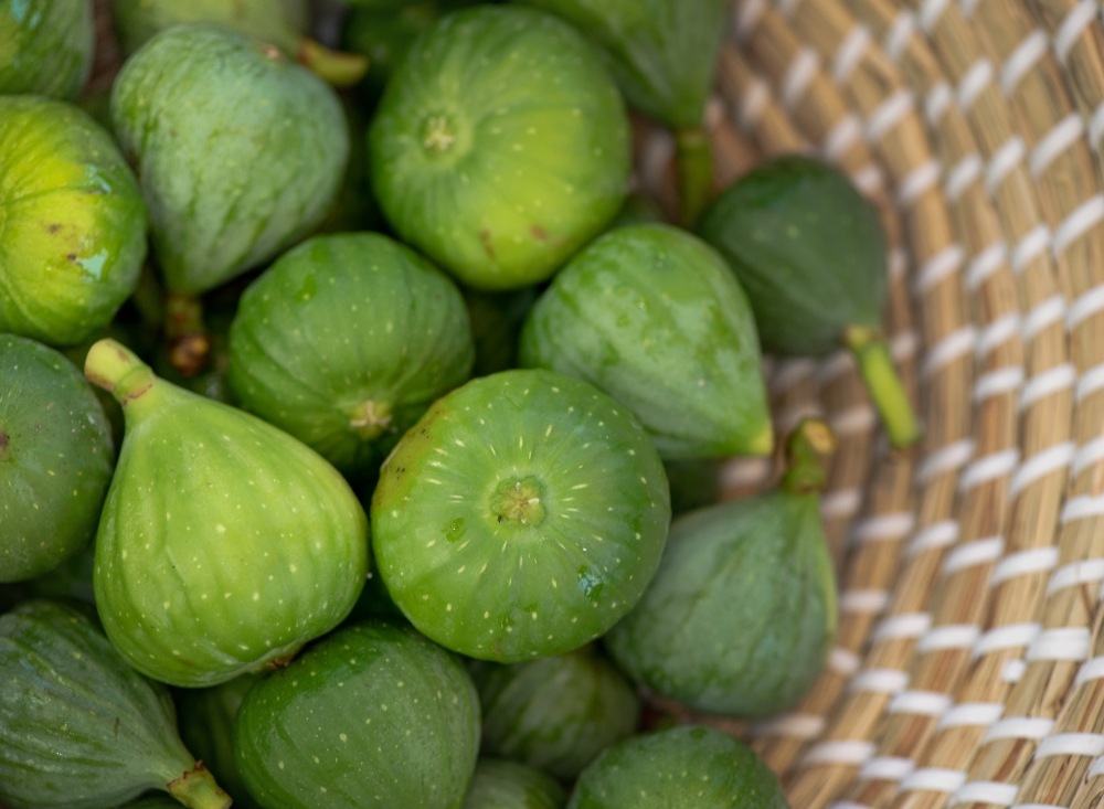 Fresh Green Figs In In A Wicker Basket 