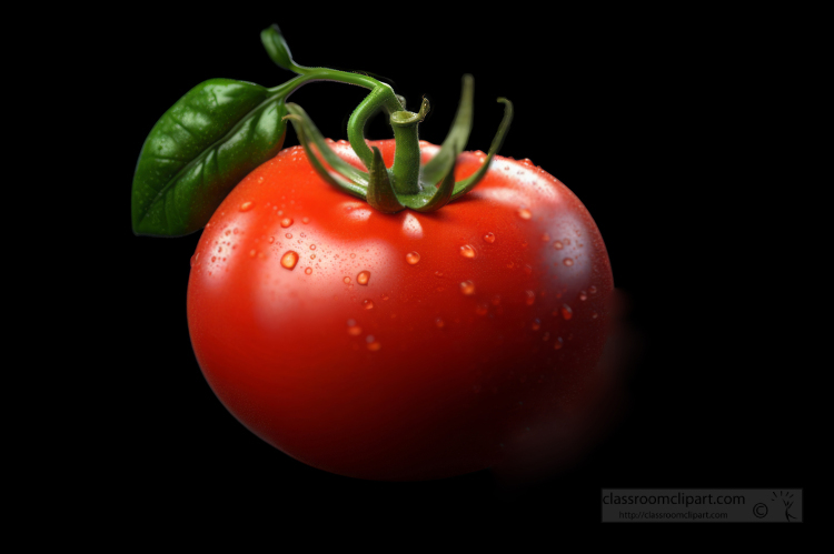 Fresh homegrown tomato on a black background