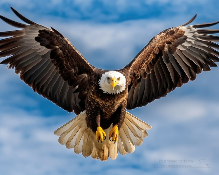 Bird Photos-front view closeup bald eagle in flight