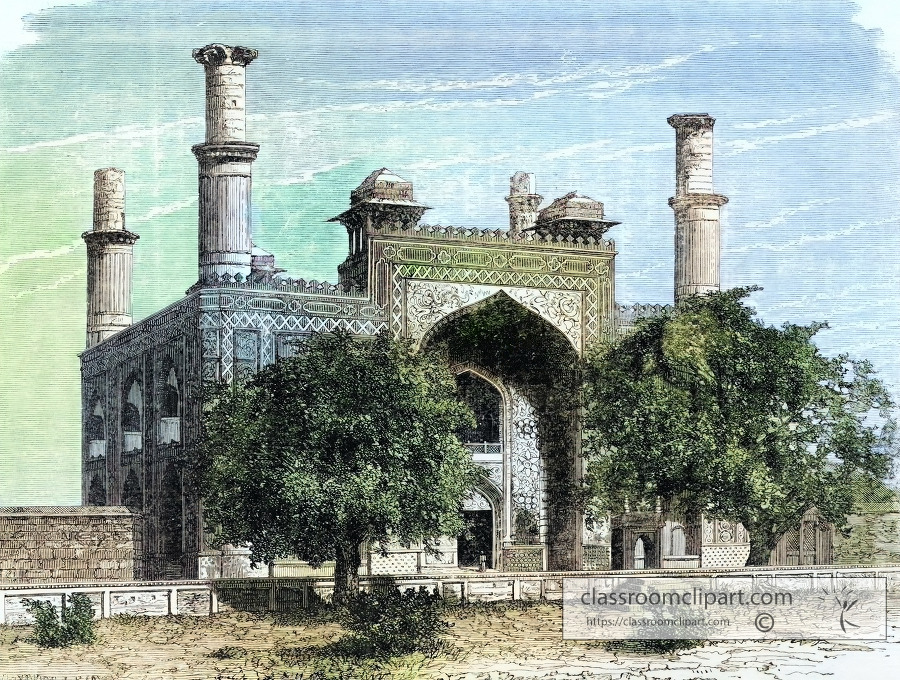 gate way of secundrgarden india historical illustration