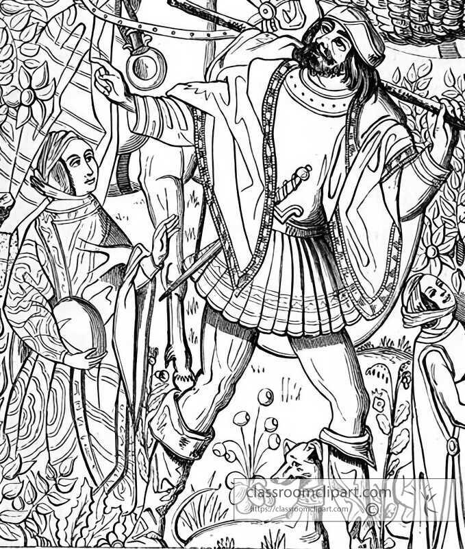 gipsies on the march in the middle ages illustration