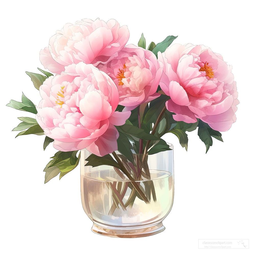 glass vase of large pink peonies